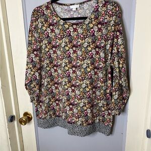 J Jill XL Ditzy Floral Women's knit Blouse